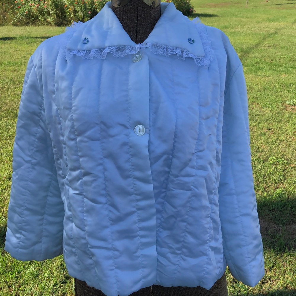 Baby Blue Vintage Quilted Bed CoatM Gem